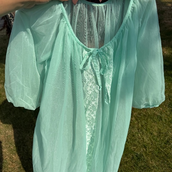 Vintage 60s Lingerie Robe Green Sheer Fairy Retro Peignoir Women Medium/Large. - Picture 1 of 8